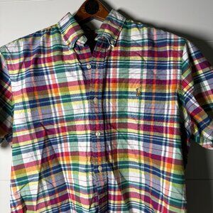 Ralph Lauren Classic Fit RL Untucked Fit Large Plaid Button Down Short Sleeve